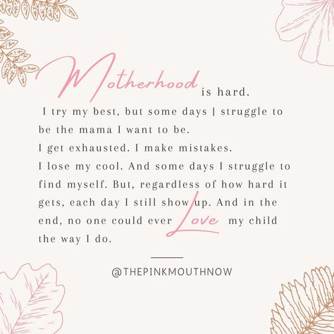 Hey mama, let’s have a real talk. 🌸 Some days, being a mom feels like a series of tests – patience, endurance, you name it. I get tired, I mess up, and yeah, sometimes I’m not the patient, storybook mom I aspire to be. 📚💔 But here’s the thing – every day, I show up. And that’s what truly counts. Because, despite the chaos and the challenges, my love for my little one outshines it all. 💖 No one could ever love my child the way I do, and that’s my superpower. To all you incredible moms out th... Being A Mum, Mama Quotes, Hey Mama, I Messed Up, Being A Mom, The Patient, Love My Kids, The Chaos, Mess Up