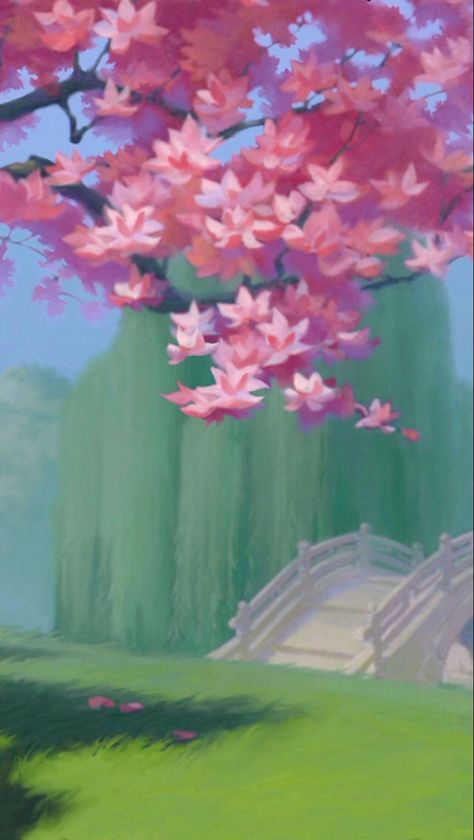 Mulan Cherry Blossom, Doll Backgrounds, Disney Now, Monthly Pictures, Mulan Disney, Disney Rooms, Tech Background, Disney Background, Scenery Background