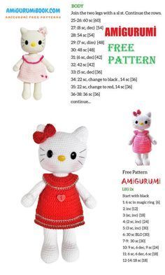 Cute Hello Kitty Amigurumi Free Pattern - Amigurumibook.com Amigurumi Patterns, Amigurumi Hello Kitty Free Pattern, Hello Kitty Mascot, Hello Kitty Amigurumi Patron Gratis, Crochet Hello Kitty Free Pattern, Hello Kitty Crochet Pattern Free, Kitty Amigurumi Free Pattern, Hello Kitty Amigurumi Free Pattern, Amigurumi Hello Kitty