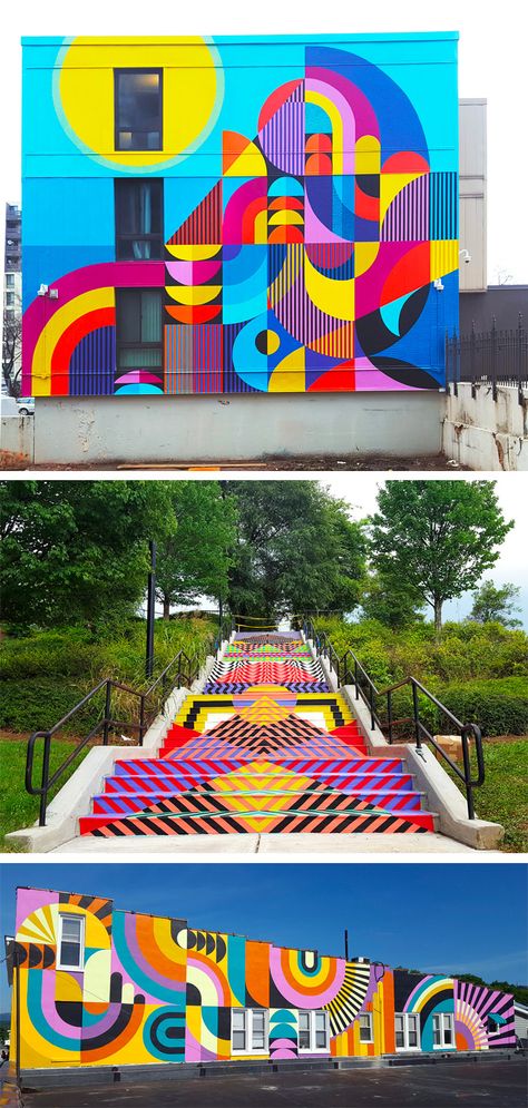 Game Over Wall Art, Self Exploration Art, Public Art Ideas, Interactive Mural Ideas, Murals Street Art Inspiration, Colorful Murals Street Artists, Mural Art Ideas Inspiration, Murals Colorful, Public Mural