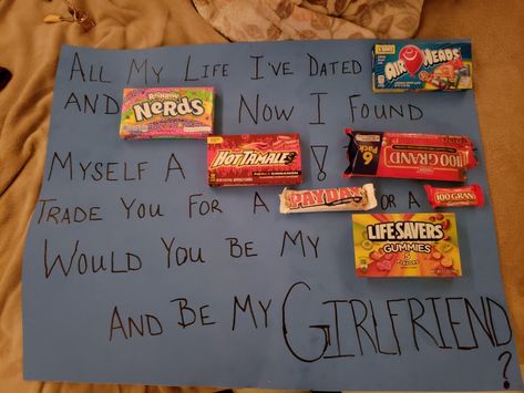 How I ask my girlfriend out!! Super easy and cute!! Ask To Be Gf Ideas, Asking To Be My Gf, Cute Ways To Ask Her To Be Your Girlfriend, Cute Simple Ways To Ask Someone To Be Your Girlfriend, Cute Ways To Get Asked Out, Cute Ask Out Ideas, Cute Valentines Asking, Ways To Ask A Guy To Be Your Boyfriend, Will You Be My Girlfriend Proposal Ideas Creative