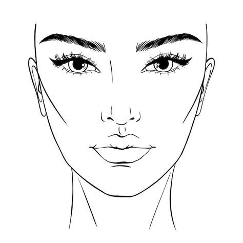 Beautiful woman portrait face chart make... | Premium Vector #Freepik #vector #woman-sketch #girl-sketch #fashion-art #face-makeup Face Chart Makeup Blank Templates, Face Chart Makeup, Beautiful Woman Portrait, Illustration Face, Fashion Illustration Face, Black Female Model, Sketch Girl, Vector Woman, Female Face Drawing