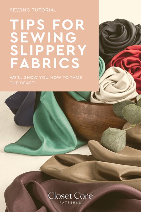 Learn how to cut, baste and sew slippery and delicate fabrics like silk and viscose with these great tips from Closet Core Patterns. Closet Core Patterns, Tips For Sewing, Creative Napkins, Sewing Tricks, Pattern Weights, Pretty Crafts, Couture Sewing Techniques, Sewing Fabrics, Quilting Rulers