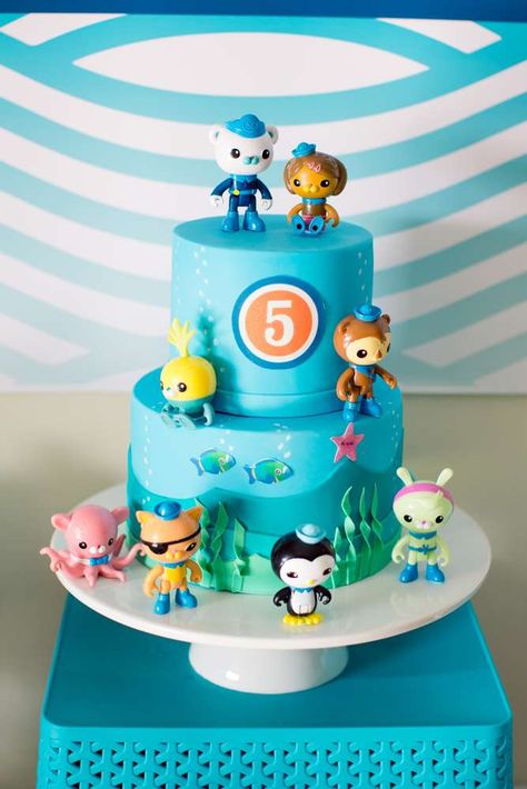 Octonauts birthday party cake! See more party ideas at CatchMyParty.com! Essen, Octonauts Birthday Party Ideas, Octonauts Cake, Octonauts Birthday Party, Bolo Halloween, Octonauts Party, Octonauts Birthday, 5th Birthday Cake, 3rd Birthday Cakes