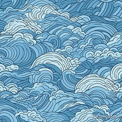 Waves inspired by the tradition japanese style Light Blue Japanese Aesthetic, Waves Cartoon, Tattoo Japanese Style, Blue Drawings, Waves Icon, Wave Illustration, Japanese Wave, Japan Traditional, Japanese Water