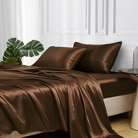 Enjoy a luxurious and comfortable sleep with MR&HM 4-piece bed sheet. These satin sheets are smooth, durable and wrinkle-free. The lightweight and breathable structure of these sheets is cool to the touch in summer and warm and comfortable in winter, with tight drape. The smooth surface does not leave creases on your skin. Unlike cotton sheets, satin sheets do not shrink and do not require extra ironing. The kit includes: 1 flat bed sheet, 1 fitted sheet and 2 pillowcases. MR&HM offers many colo Satin Bed Sheets, Satin Bed, Queen Size Sheets, Silk Sheets, King Size Sheets, Satin Pillow, Elegant Bedding, Satin Bedding, King Sheets