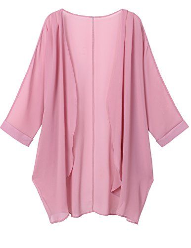 Olrain Womens Floral Print Sheer Chiffon Loose Kimono Cardigan Capes Large Pink * Click for Special Deals #JapaneseKawaii Couture, Chiffon Kimono Cardigan, Sleeveless Kimono, Long Tshirt Dress, Loose Kimono, Very Short Dress, Chiffon Cardigan, Kimono Floral, Cardigan Kimono