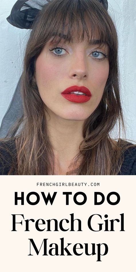 This guide teaches you how to achieve a classic, natural French girl makeup look with easy-to-follow steps, focusing on minimalist and elegant styles for a perfect everyday look. Classic French Makeup Look, French Make Up Tutorial, French Looks For Women, Emily In Paris Makeup Looks, French Girl Aesthetic Makeup, French Eye Makeup, French Makeup Look Tutorial, Soft Classic Makeup, French Women Hair