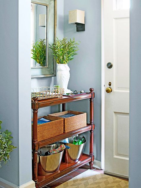 Fits Just Right Small Entryways, Organisation, Relaxing Living Room, Mudroom Decor, Narrow Console Table, Ideas Para Organizar, Entryway Storage, Hallway Storage, Small Entryway