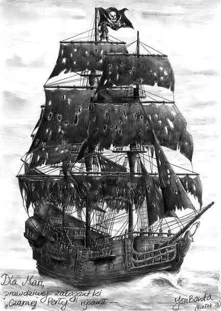 Black pearl pirate ship with the Jolly Roger flag. Color: Gray. Tags: Awesome, Great Pirate Ship Drawing, Black Pearl Ship, Pirate Ship Tattoos, Pirate Ship Tattoo, Pearl Tattoo, Pirate Ship Art, Jolly Roger Flag, Pearl Wallpaper, Kaptan Jack Sparrow