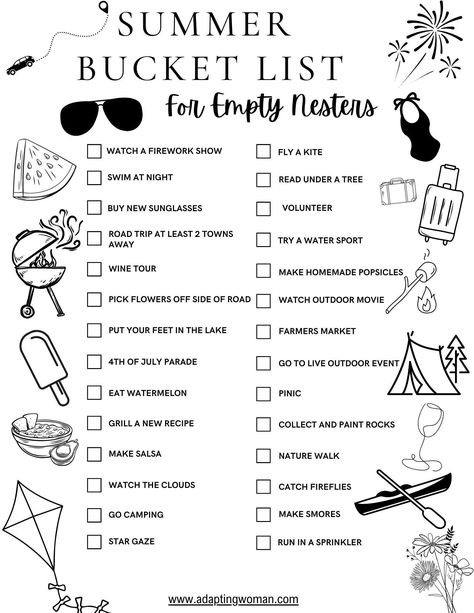 30 Things to Do This Summer for Empty Nesters

or

Summer Bucket List for Empty Nesters https://whispers-in-the-wind.com/30-bucket-list-ideas-for-an-epic-family-fall/?30-things-to-do-this-summer-for-empty-nesters-or-summer-bucket-list-for-empty-nesters Things To Do In August, Claires Stuff, Things To Do Bucket List, Summer Alone, Things To Do Outside, Things To Do In Summer, Summer Checklist, Chic Tattoo, 4th Of July Parade