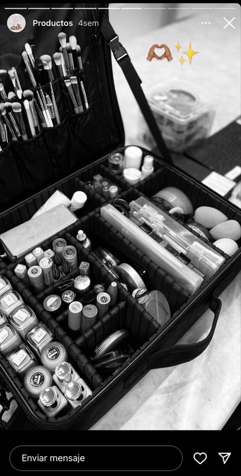 Makeup, makeup kit, makeup bag, makeup artist, makeup, mua, happy life, editorial makeup, makeup inspo, glam Makeup Artist Set Up, Makeup Inspo Glam, Mua Aesthetic, Makeup Artist Aesthetic, Makeup Equipment, Makeup Artist Bag, Black Makeup Artist, Makeup Artist Makeup, Artist Bag