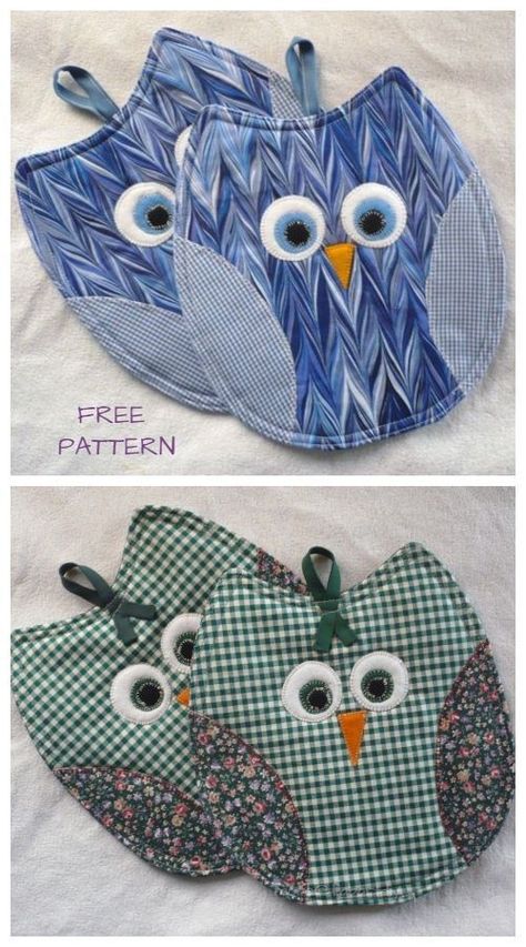 DIY Owl Potholder Free Sewing Patterns & Video Tutorials Owl Sewing Patterns, Diy Owl, Owl Sewing, Diy Sy, Projek Menjahit, Corak Menjahit, Potholder Patterns, Kraf Diy, Free Sewing Patterns