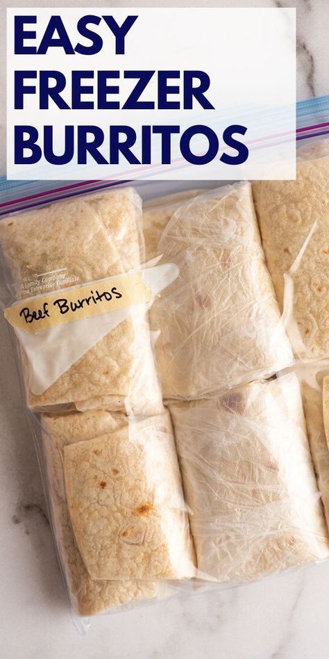 Easy Freezer Burritos, Ground Beef Freezer Burritos, Make Ahead Burritos Lunch Ideas, Freezable Wraps Lunches, Essen, Cold Burritos For Lunch, Sandwich Freezer Meals, Burritos For Freezing, College Freezer Meals Easy Dinners