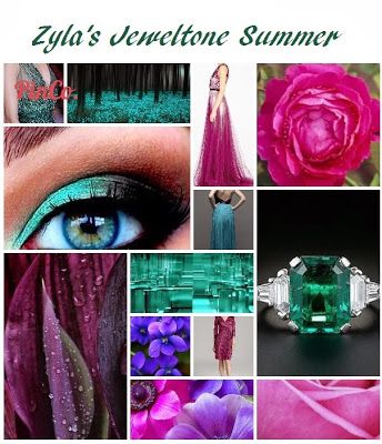 Contrasting Summer, similar to Winter. Many of this season are mistaken for Winters (and vice versa) Zyla Jeweltone Summer, True Winter Makeup, Cool Summer Palette, Summer Color Palettes, Jewel Tone Color Palette, True Winter, Summer Color Palette, Cool Winter, Dark Autumn