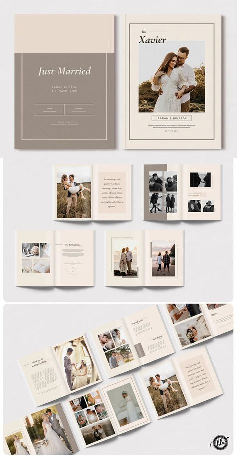 Wedding Photobook Template INDD - 24 Custom Pages. 2 Sizes: A4 and US Letter Wedding Photo Book Layout, Photobooks Design, Wedding Album Books, Calling Card Design, Photobook Template, Wedding Photo Album Layout, Wedding Photobook, Wedding Anniversary Favors, Photo Book Template
