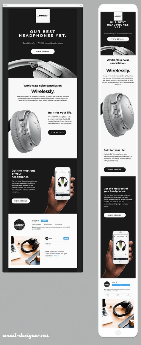 Newsletter responsive Bose Edm Marketing Design, Portfolio Layout Design Website, Product Mailer Design, Tech Email Newsletter Design, Sms Sign Up Email Design, Emailer Design Layout Template, Email Blast Design Layout, Best Newsletter Design, Mail Newsletter Design