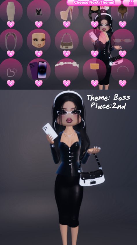 Boss dress to impress Baddie Dresses, Blocksburg Outfit Codes￼, Boss Dress, Oufit Ideas, Boss Outfit, Sims 4 Cc Makeup, Themed Outfits, Iphone Cover, Baddie Outfits