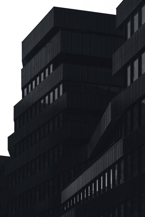 Black Style Wallpaper, Black Building Wallpaper, Dark Building Aesthetic, Amazing Architecture Buildings, Archillect Aesthetic, Noir Aesthetic, Black Architecture, Architecture Photography Buildings, Black Building