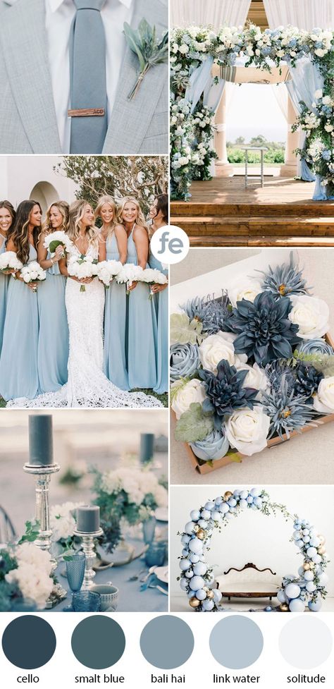 Wedding Color Schemes Blue, Wedding Theme Color Schemes, Wedding Color Scheme, Wedding Color Pallet, Wedding Color Combos, Light Blue Wedding, Blue Themed Wedding, Wedding Colors Blue, Dusty Blue Weddings