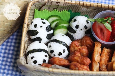 Baby Pandas, Kotak Bento, Bento Kids, Japanese Food Bento, Cute Bento Boxes, Kawaii Bento, Cute Bento, Kawaii Cooking, Bento Recipes