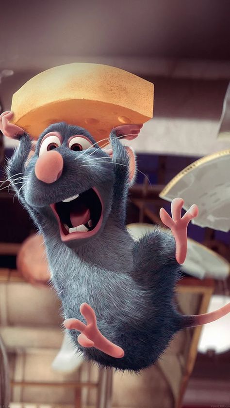 Disney iPhone Wallpapers | POPSUGAR Tech Remy From Ratatouille, Iphone Wallpaper Disney, Iphone 8 Wallpaper, Ratatouille Disney, Lindo Disney, Cartoon Rat, Disney Mignon, 8 Wallpaper, الفن الرقمي