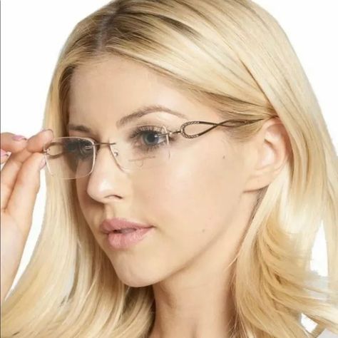 Naturally Rimless Eyeglasses 553073366 Rimless Metal Frame 51-17-140 Atp 20 Semi Rimless Glasses Women, Rimless Glasses Women, Stylish Glasses For Women, Wire Rimmed Glasses, Porsche Design Sunglasses, Glasses Fashion Eyewear, Womens Prescription Glasses, Dior Eyeglasses, Glasses Frames Trendy