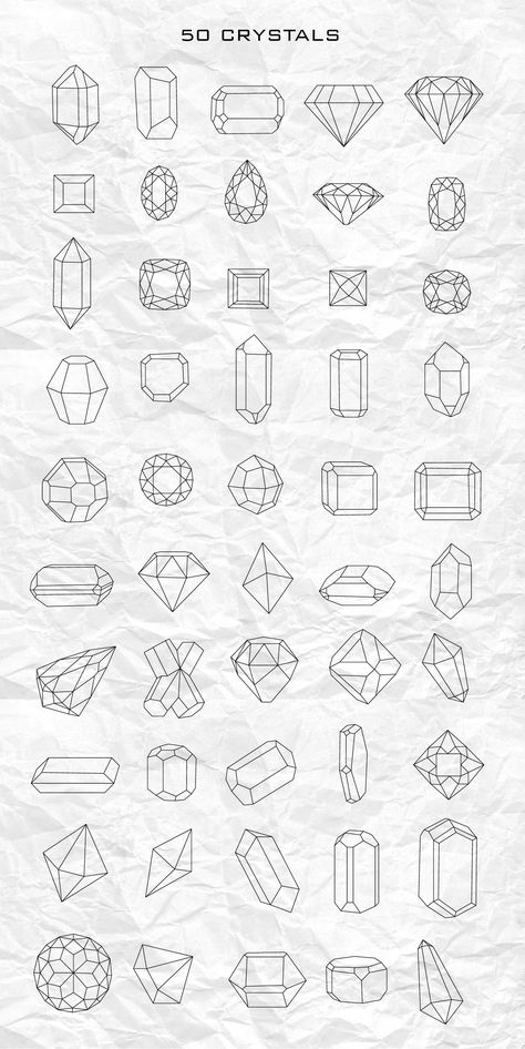 Diamond Line Drawing, Crystal Drawing Simple, How To Draw Crystals, Diamond Line Art, Jewel Logo, Line Geometry, Origami Animal, Gem Drawing, Jewel Drawing