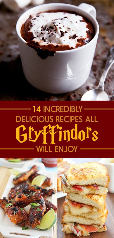 14%20Delicious%20Recipes%20That%27ll%20Satisfy%20Every%20Gryffindor%27s%20Appetite Harry Potter Feast, Harry Potter Dinner, Harry Potter Treats, Harry Potter Snacks, Harry Potter Parties Food, Diy Dessert, Geek Food, Festa Harry Potter, Harry Potter Food