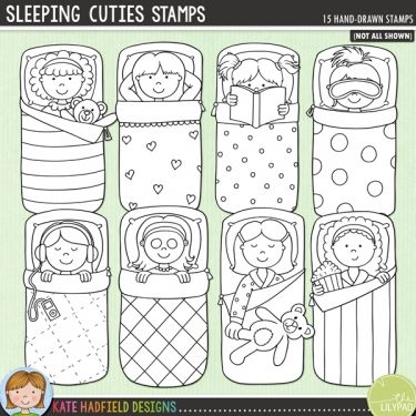 Sleeping Cuties Stamps Sleeping Bag Craft Preschool, Sleeping Bag Craft, Kids Clip Art, Outline Pictures, Spring Crafts Preschool, Party Sleepover, Girls Slumber Party, Kindergarten Colors, Pyjama Party