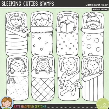 Sleeping Cuties Stamps Sleeping Bag Craft Preschool, Sleeping Bag Craft, Art For Teachers, Kids Clip Art, Outline Pictures, Spring Crafts Preschool, Toddler Speech, Girls Slumber Party, Kindergarten Colors