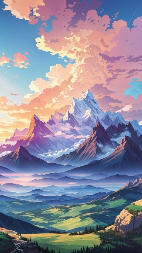 Anime Mountain, Sunset 4k, Wallpaper Mountain, Iphone Wallpaper 4k, Wallpaper Sunset, Sky Mountain, Mountain Wallpaper, Mountain Sunset, Free Iphone Wallpaper