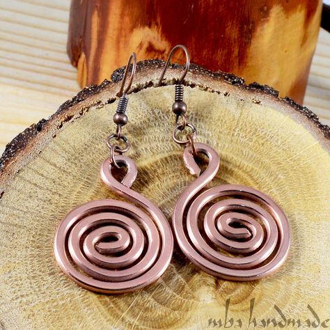 Wirewrap Earrings, Bijoux Fil Aluminium, Wrap Earrings, Spiral Earrings, Hammered Copper, Handcrafted Earrings, Copper Earrings, Pure Copper, Pricing Jewelry