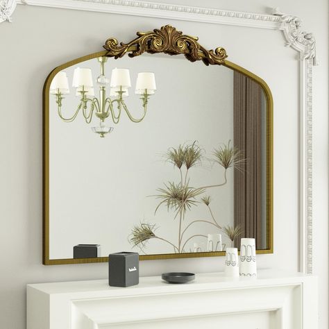 PRICES MAY VARY. 【Arched Vintage Mirror】- Balance between traditional and ornate, SMIROR arch antique mirror is classic and elegant. The baroque-inspired design also adds a touch of vintage elegance and timeless charm to your space. 【Real Refection without Distortion】- With 20 years experience on mirror production, SMIROR always pays 100% attention to each mirror. Every piece of glass reflects the real image without Distortion. 【Easy Install】- This arched gold mirror could be mounted on the wall Mirror Over Fireplace, Mirror For Bathroom Vanity, Mirror Above Fireplace, Baroque Frame, Baroque Mirror, Mirror For Wall, Baroque Frames, Classic Mirror, Mirror For Bathroom