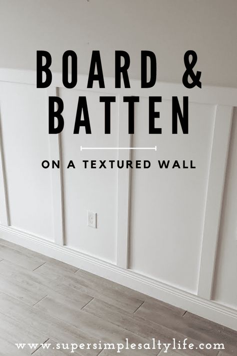 Board And Batten Over Plaster Wall, Textured Wall Diy, Half Board And Batten Wall, Board And Batten Full Wall, Paint Wainscoting, Hallway Board And Batten, Board And Batten Hallway, Batten Diy, Toilet Room Decor