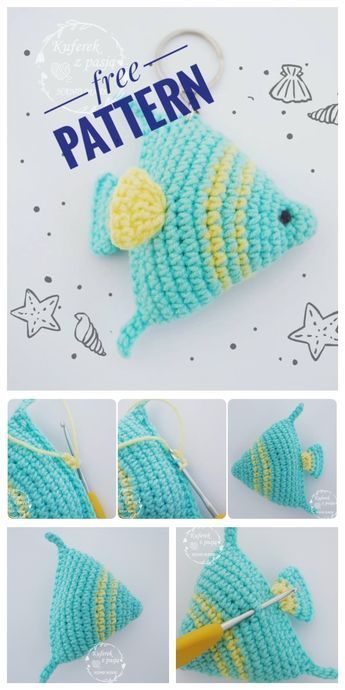 Crochet Fish Patterns, Fish Keychain, Keychain Patterns, Keychain Amigurumi, Crochet Fish, Crochet Keychain Pattern, Amigurumi Free Patterns, Pola Amigurumi, Amigurumi Animals