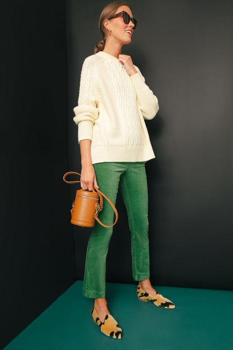 Ivory Corduroy Pants Outfits, Green Corduroy Pants Outfit, Venetian Slippers, Corduroy Pants Outfit, Night High, Green Trousers, Corduroy Trousers, Green Corduroy, Forward Thinking