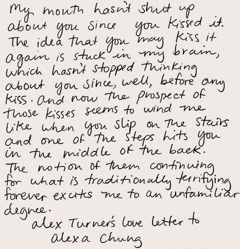 Alexa Chung, Alex Turner, Alex Turner Letter, Love Letters Aesthetic, I'm With The Band, Lana Del Ray, Will Turner, Love Letter, Do Love