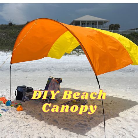 Best beach shade ever! Lightweight, Easy Setup, Easy to make yourself! Diy Sunshade For Beach, Beach Shade Diy, Diy Sun Shade Beach, Portable Sun Shade Diy, Shibumi Shade Diy, Diy Shibumi Shade, Diy Beach Canopy, Beach Canopy Ideas, Beach Umbrella Hack