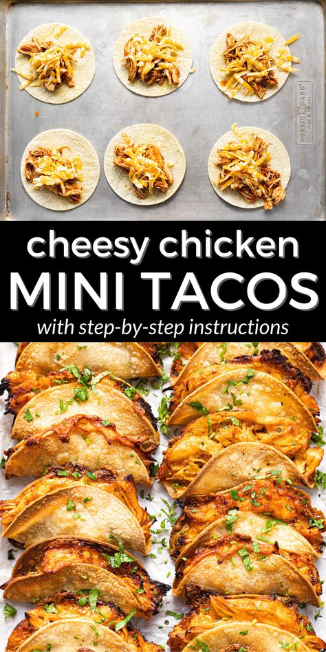 Baked Chicken Tacos, Mini Tacos, Fast Dinner Recipes, Fast Dinners, Health Dinner Recipes, Cheesy Chicken, Chicken Dishes Recipes, Chicken Tacos, Quesadillas