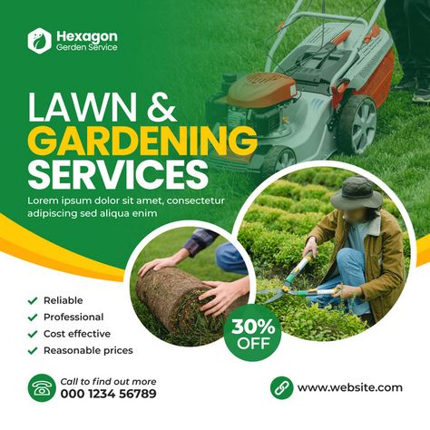 Billboard Design, Garden Social Media Design, Garden Poster Design, Business Moodboard, Agriculture Tools, Garden Poster, Real Estate Marketing Design, Lawn Service, Social Post