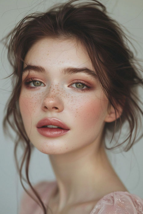 Rosy Pinks Eyeshadow Ideas For Brown Hair Spring Makeup Ideas, Brown Eyeshadow Looks, Light Pink Eyeshadow, Rosy Makeup, Brown Makeup Looks, Ideas For Brown Hair, Bronzed Skin, Brown Hair Inspiration, Goddess Makeup