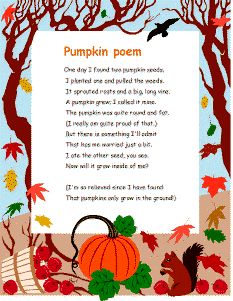 pumpkin poem Montessori, Fall Poetry, Preschool Pumpkin, Pumpkin Poem, Pumpkin Science, Seasons Worksheets, Pumpkin Unit, Autumn Poems, Pumpkin Life Cycle