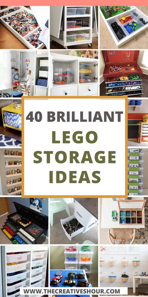 For LEGO enthusiasts young and young at heart, finding the perfect storage solution is a brick-tastic adventure in itself. From displaying prized creations to keeping thousands of bricks neatly organized, we've curated a collection of engaging LEGO storage ideas that will spark joy and creativity. Whether you're working with limited space, transforming a playroom, or even seeking clever adult-friendly storage, let's embark on a journey to build an organized paradise for your LEGO collection. Organisation, Lego Shelves Display, Lego Set Organization, Lego Set Display Ideas, Kids Lego Storage, Lego Set Display, Organizing Playroom, Playroom Organizing, Lego Shelf