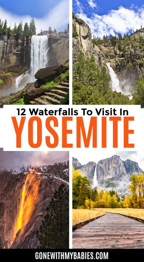 If you are planning a trip to Yosemite National Park, a visit to one (or more!) of the waterfalls in Yosemite is a must! They are stunning and some of the best features in the park. #yosemitewithkids Yosemite National Park Hikes, Yosemite Vacation, Yosemite Waterfalls, Vernal Falls, Yosemite Park, Waterfall Trail, Beautiful California, Bridal Veil Falls, Yosemite Falls
