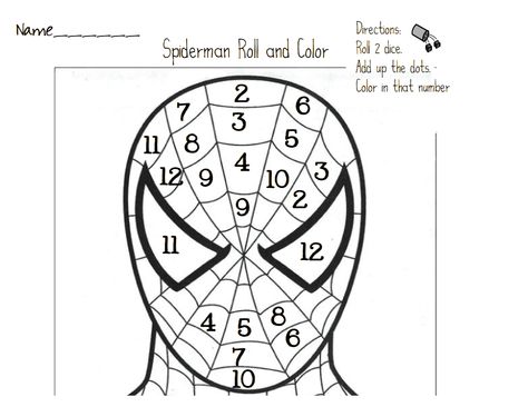 spiderman roll and color.pdf Superhero Math Activities, Math Differentiation, Superhero Preschool, Superhero Math, Super Hero Activities, Math Rti, Teaching Games, Lap Books, Daily 5 Math