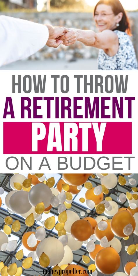 How to Plan a Retirement Party on a Budget | Themes, Games and Ideas for Retirement Parties that are Frugal | Activities for Retirement Party Planning | Cheap Decorations for Retirement Parties #retirement Retirement Party Quotes, Retirement Party Ideas Decorations Men, Work Retirement Party Ideas, Gift Idea For Coworkers, Office Retirement Party, Retirement Favors, Retirement Party Centerpieces, Cheap Decorations, Money Party