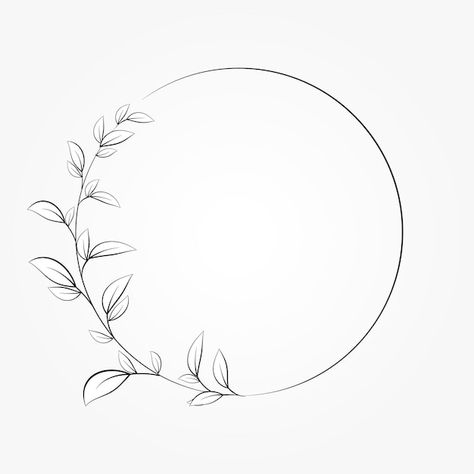 Flower In Circle Tattoo, Leaf Circle Tattoo, Circle Of Flowers Drawing, Olive Branch Circle, Circle Boarder Design, Vine Circle Tattoo, Circle With Flowers Tattoo, Leaf Wreath Drawing, Circle Flower Tattoo