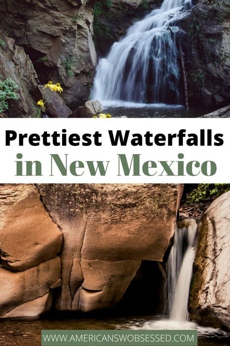 New Mexico Waterfalls: You wouldn’t think a place like New Mexico has a lot of water features but this list of 16 incredible waterfalls in New Mexico proves there is more to New Mexico than deserts. Santa Fe, Mexico Waterfalls, Santa Fe National Forest, New Mexico Vacation, New Mexico Road Trip, Taos Ski Valley, Travel New Mexico, Mexico Trip, Usa Roadtrip