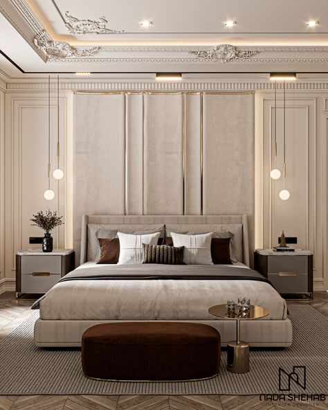 New Classic Bedroom, Classic Modern Bedroom, Modern Classic Bedroom, Classical Bedroom, Bedroom Design Luxury, Classic Bedroom Design, Bedroom Design Modern, Classical Interiors, Neoclassical Interior